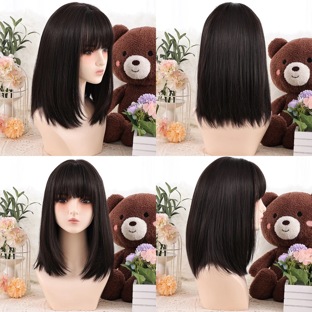 赛美假发女二次元日常lolita黑长直中长款jk整顶假发全头套假发