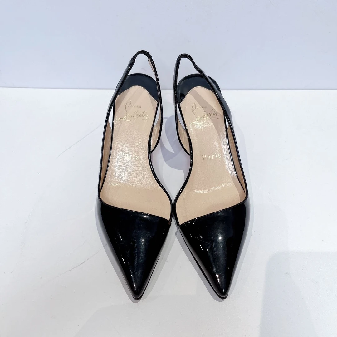 99新 Christian Louboutin/克里斯提·鲁布托 黑色漆高跟鞋 36.5码