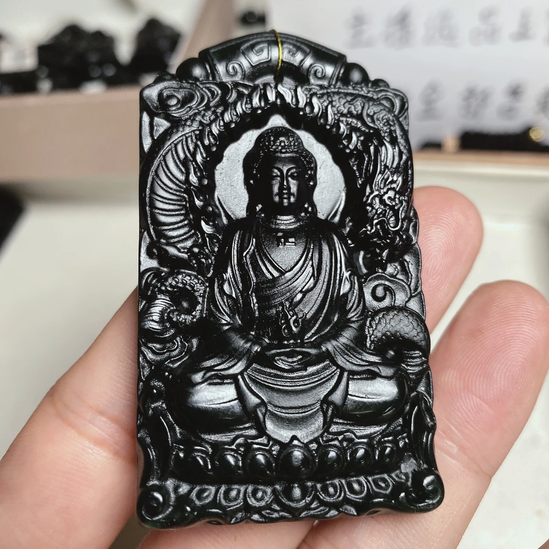 天然缅料a货 钢琴黑大日如来挂件408