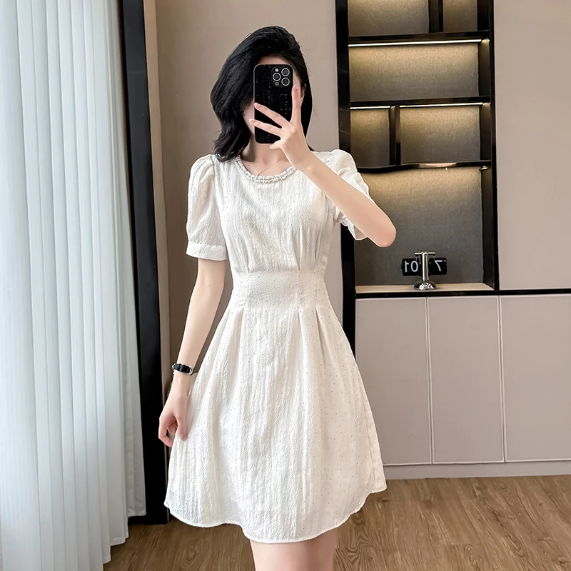 S591晗丽小香风重工轻奢连衣裙2025年女夏季收腰显瘦气质高级短裙