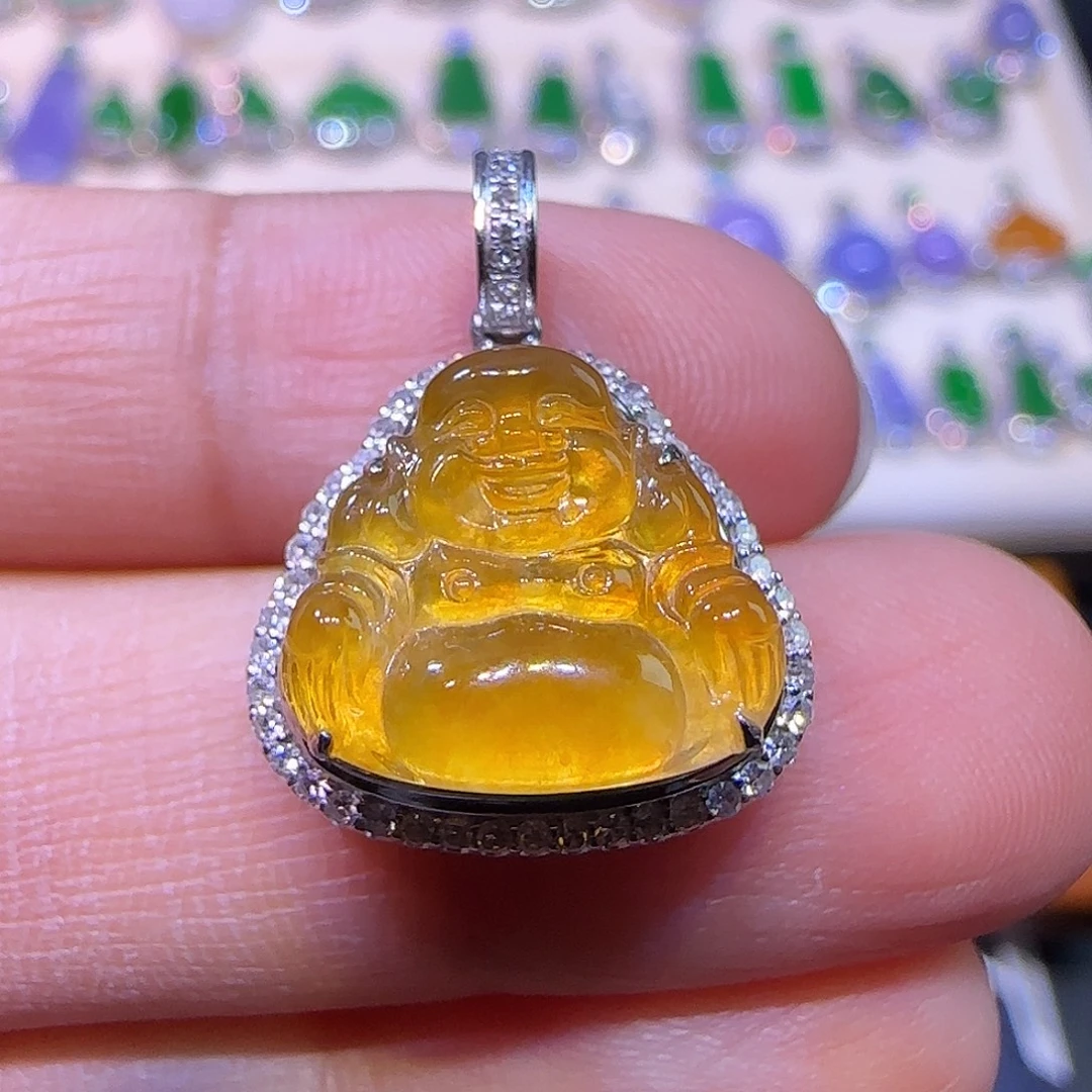 翡翠18K金镶嵌吊坠(不含链)