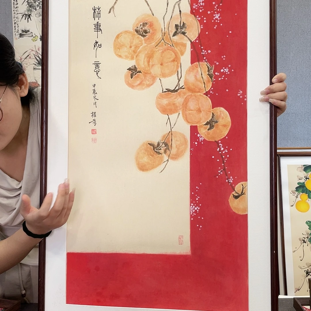 书法手绘带框尺寸：53*103
