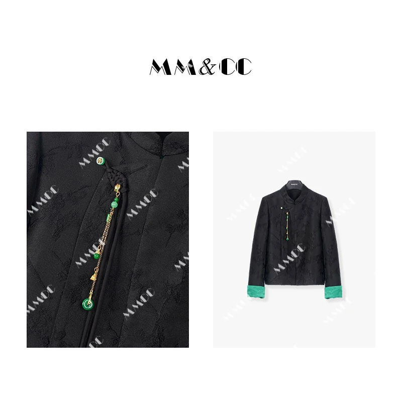 【青丘】新中式轻国风提花女装立领流苏盘扣高级感棉服E6871