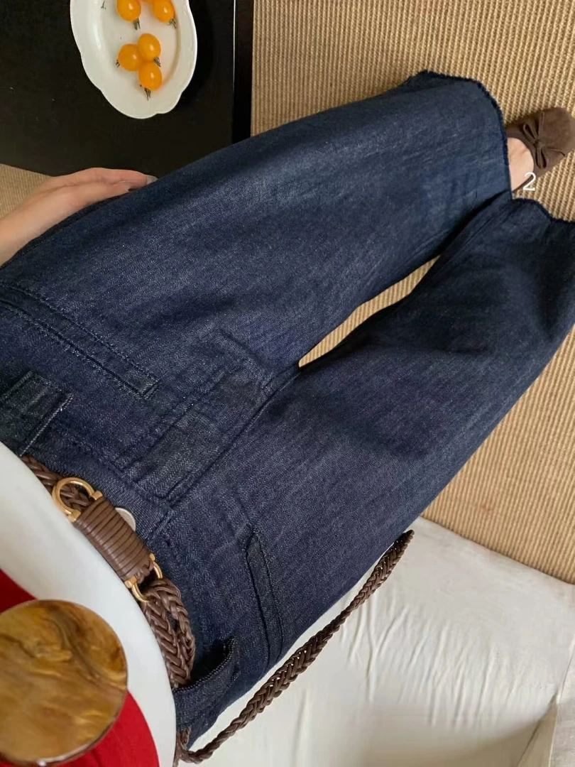 秋季新款韩版九分直筒阔腿牛仔裤女牛仔裤中高腰显瘦收胯百搭新款