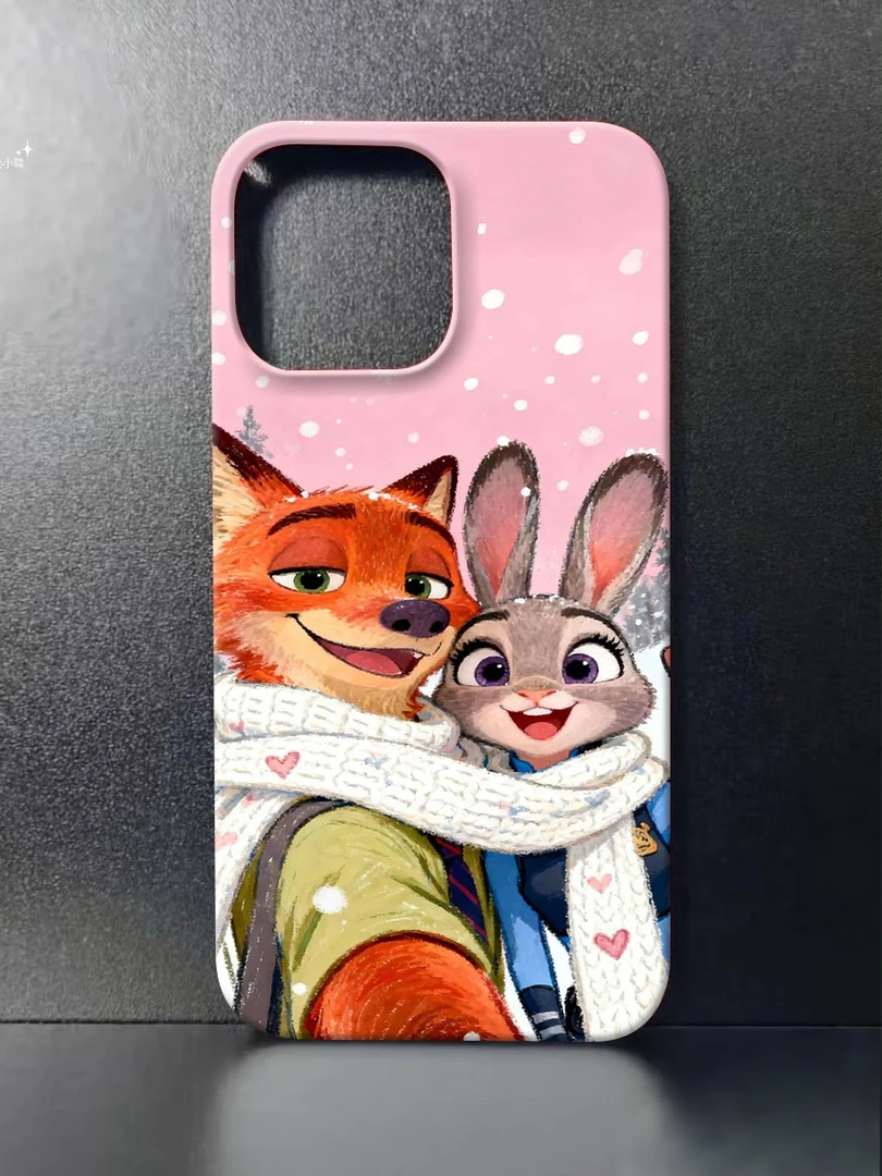 狐狸与兔子雪地合拍防摔适用于苹果16promax17华为荣耀vivo小米等