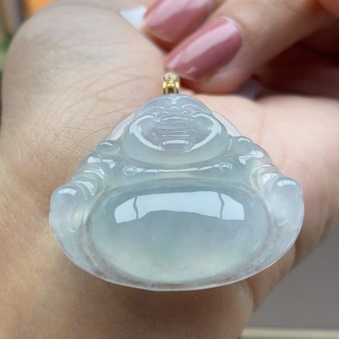 翡翠18K金镶嵌颈饰吊坠65