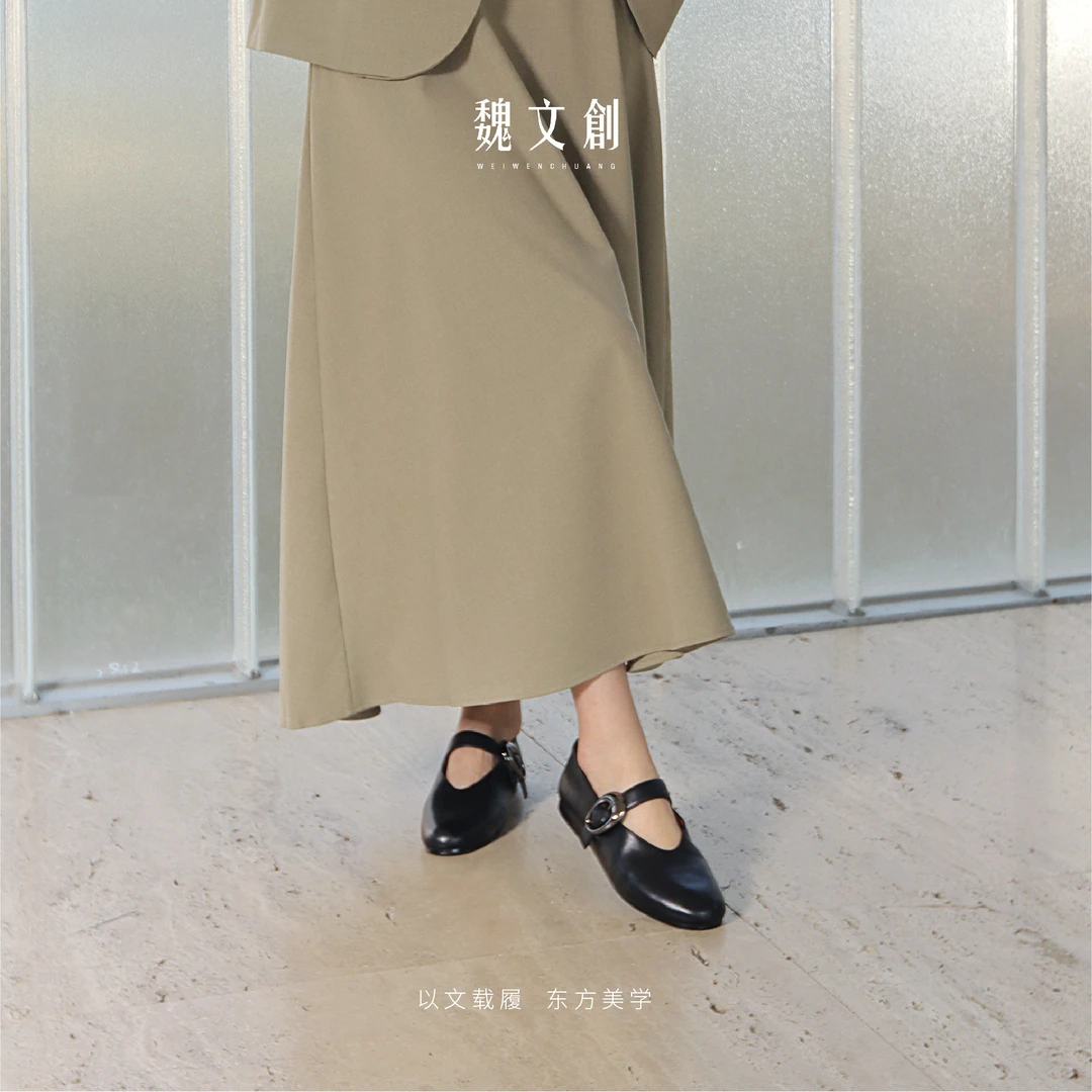 娜【蝶梦】百搭复古玛丽珍鞋2025新款休闲真皮平底圆头时尚包头女鞋