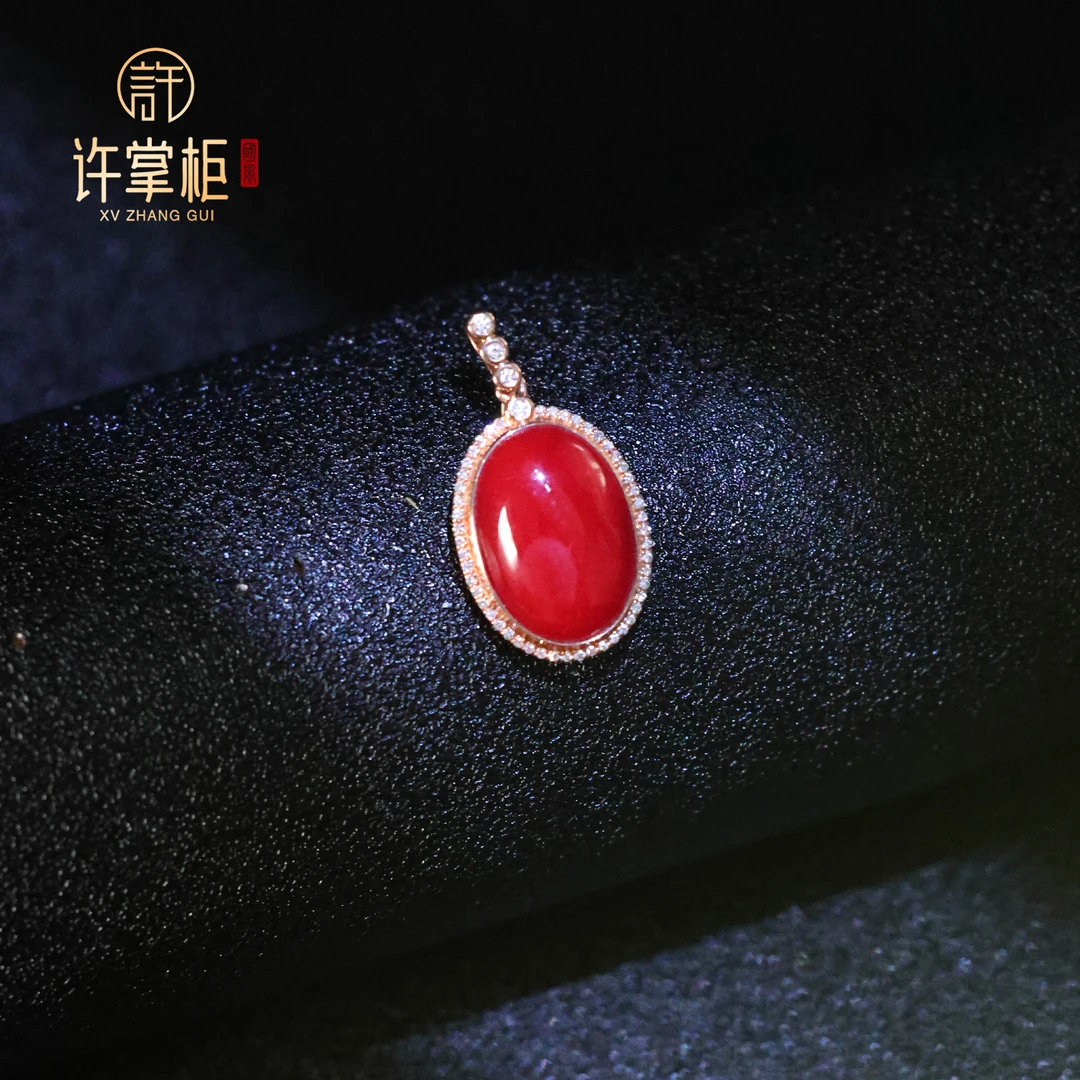 许掌柜｜天然珊瑚蛋面配饰吊坠颈饰时尚精美简约百搭气质经典精致