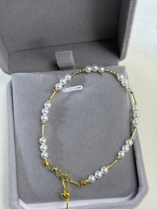 18 K金akoya海水珍珠手链 4-4.5点位