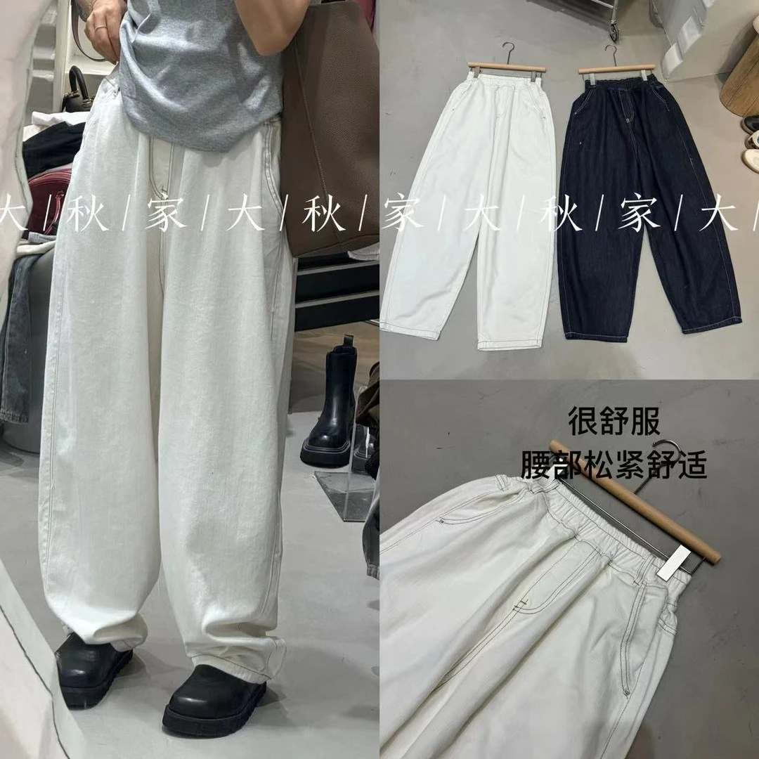 灰白色工装裤女2025春夏新款宽松抽绳休闲阔腿裤直筒百搭降落伞裤