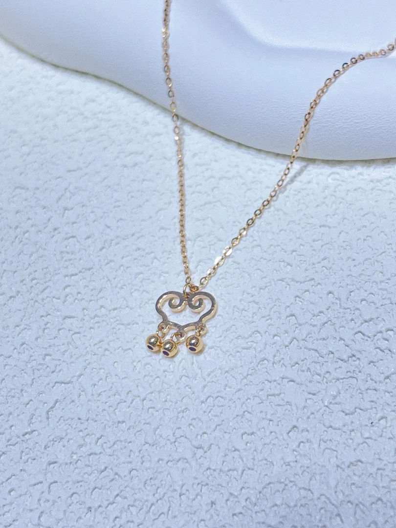 尚晶品珠宝18K金祥云提溜项链K红玫瑰金色时尚百搭套链彩金AU750