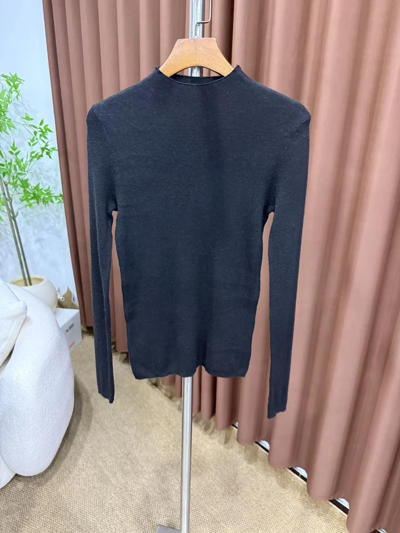 修身打底衫纯色半高领衫高领毛薄款常规款针织