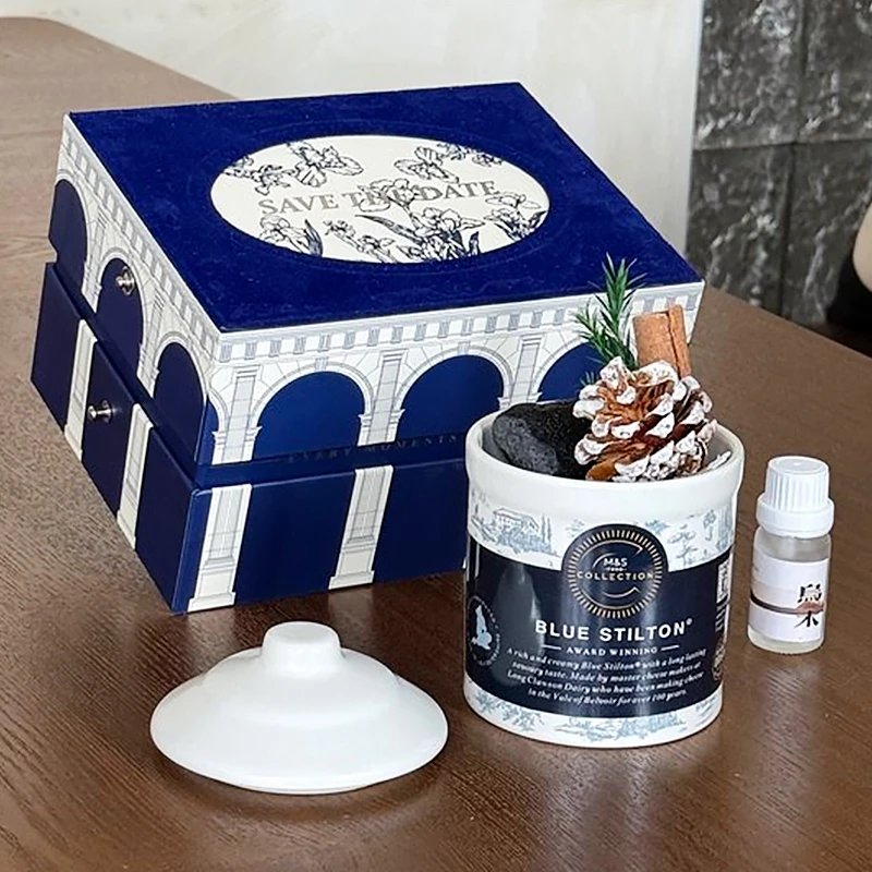 复古香薰晶石礼盒家用室内香氛精油扩香石摆件520情人节生日礼物