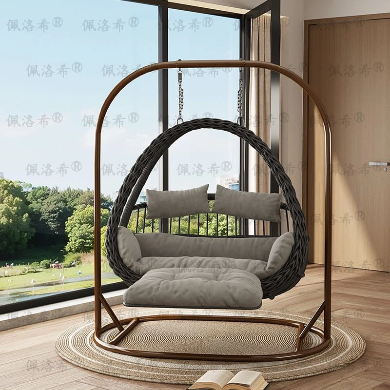 阳台桌椅双杆摇篮椅家用室内藤椅吊床吊椅网红秋千吊篮双人摇摇椅