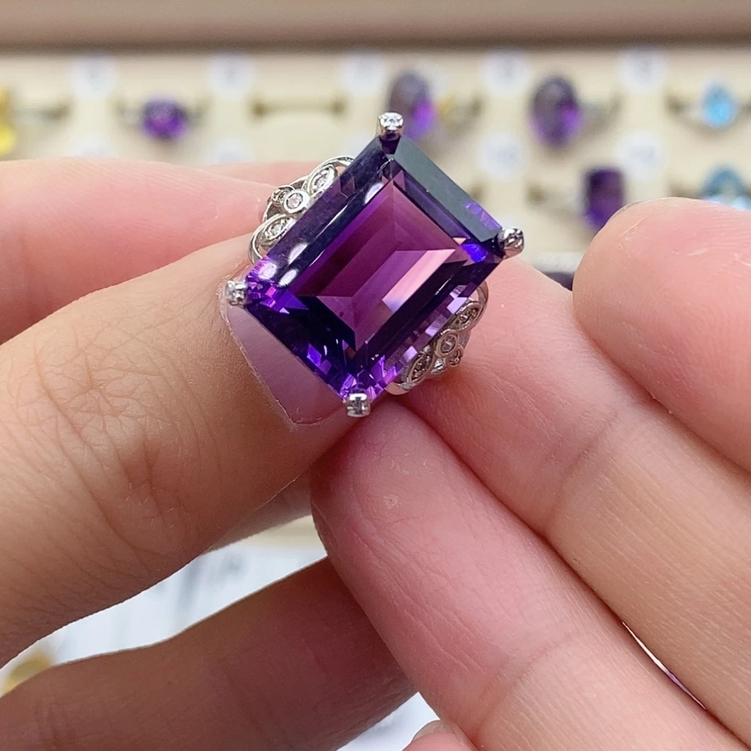 紫晶纯天然无优化紫水晶Q银S925镶嵌日**城