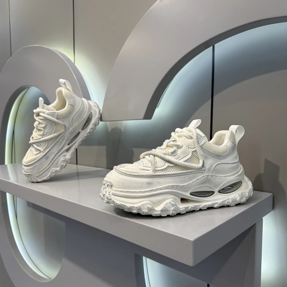 男鞋2025新款百搭男士擦色做旧老爹鞋舒适厚底增高复古休闲鞋