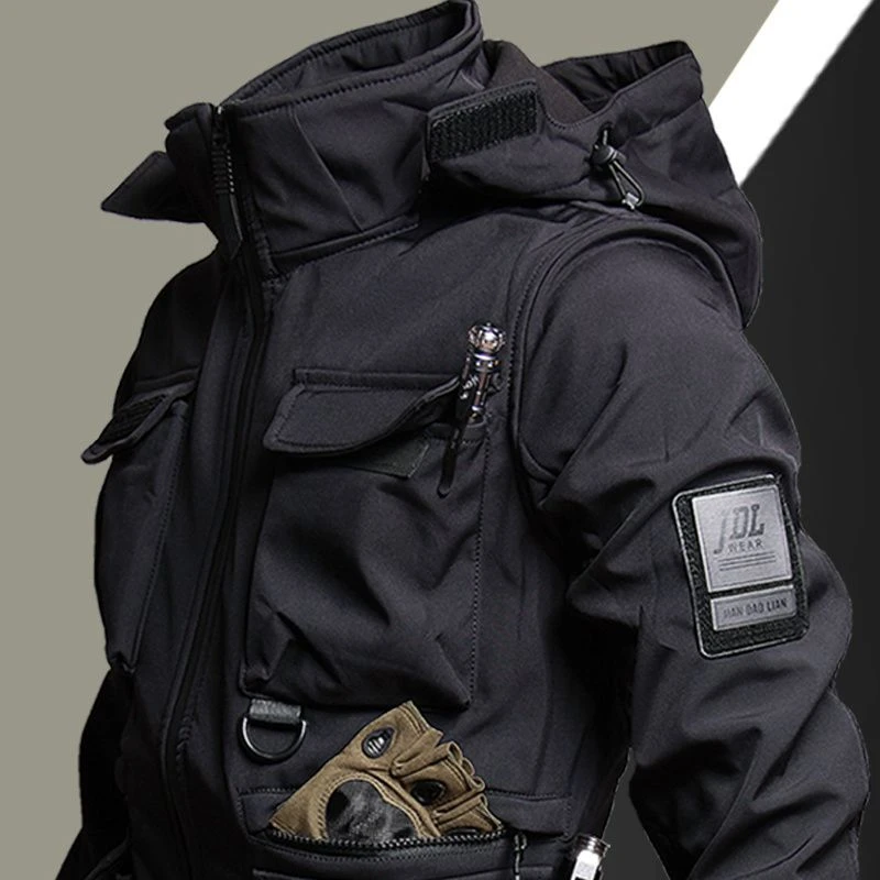 户外战术军蟒纹迷彩服软壳冲锋衣男防水加绒套装冬季钓鱼防寒服装