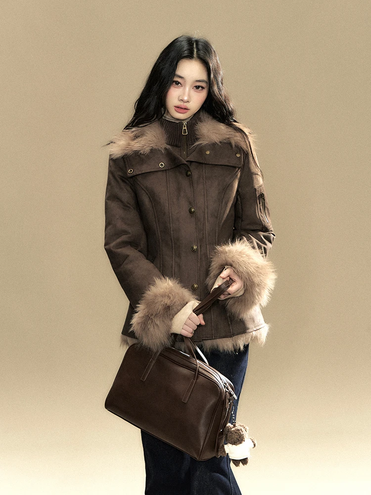 美拉德风美式复古毛领收腰设计感小众短款工装夹克入冬漂亮衣服