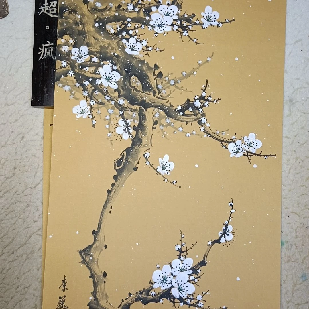 龙***马绘画精品梅花卡宣作品