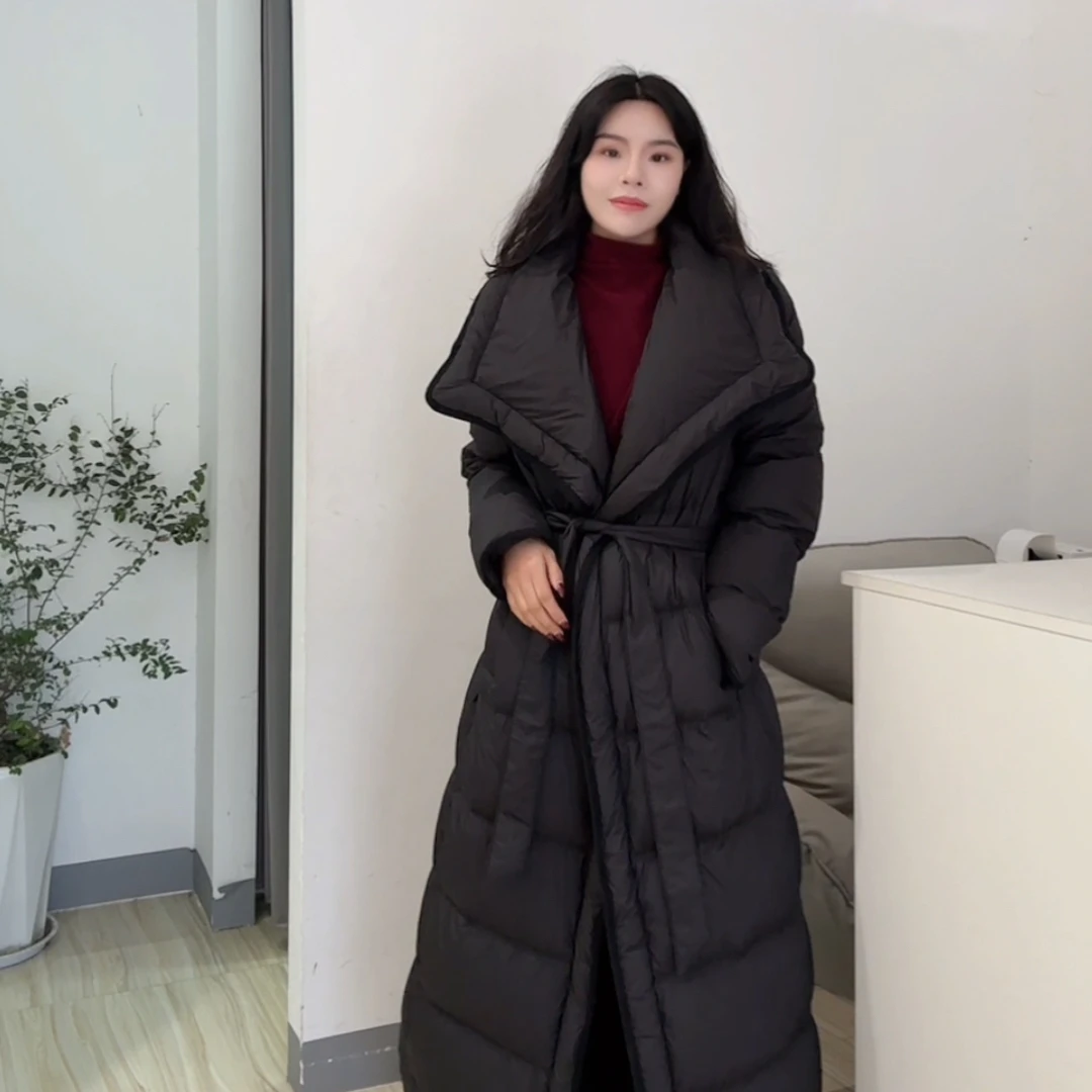 秋冬新款气质鹅百搭保暖长款外套