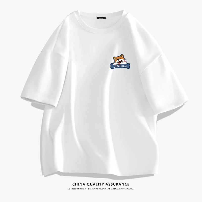 【SOLO】夏季230g重磅纯棉男女休闲T恤潮牌印花小标t恤ins