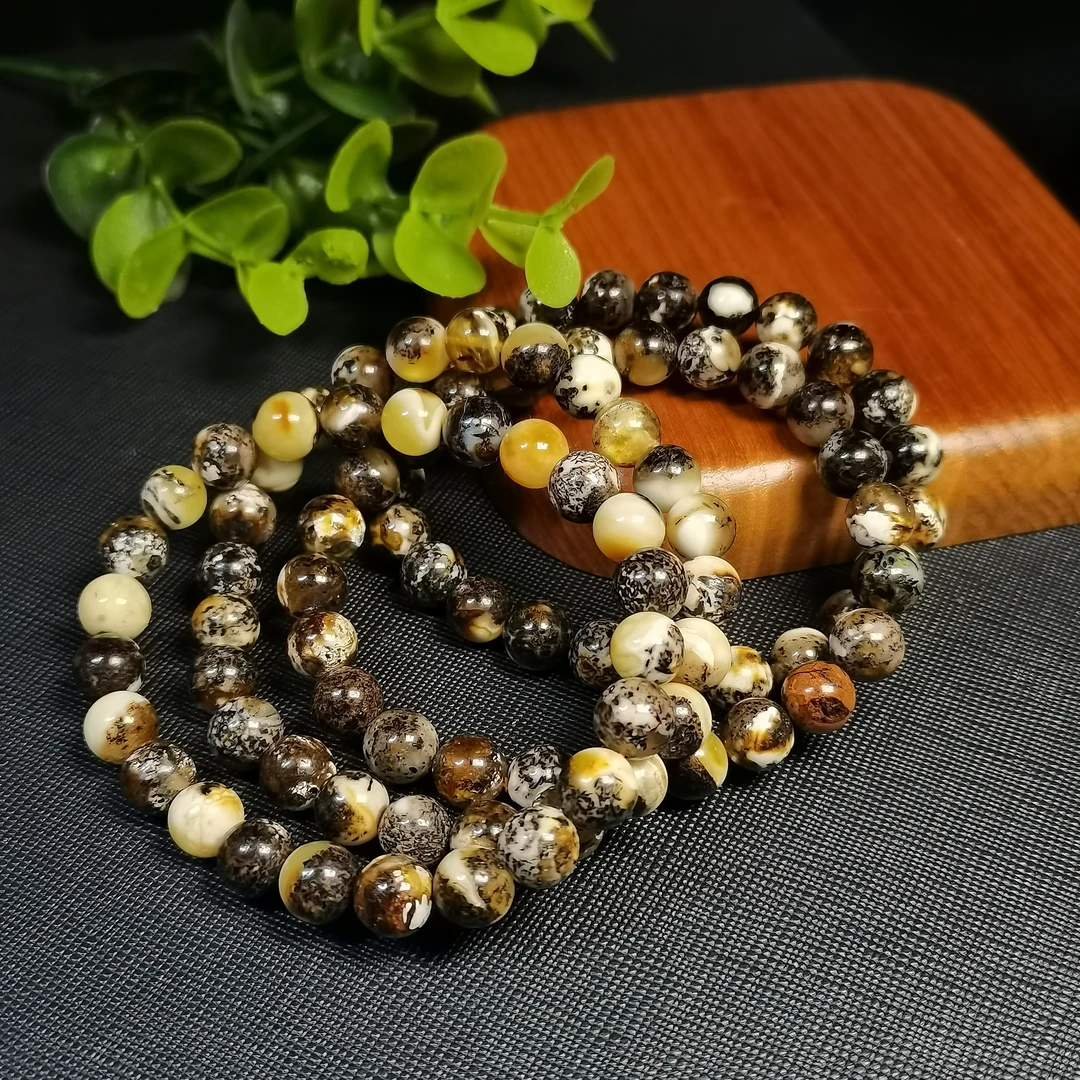 天然琥珀蜜蜡奥利奥单圈手串