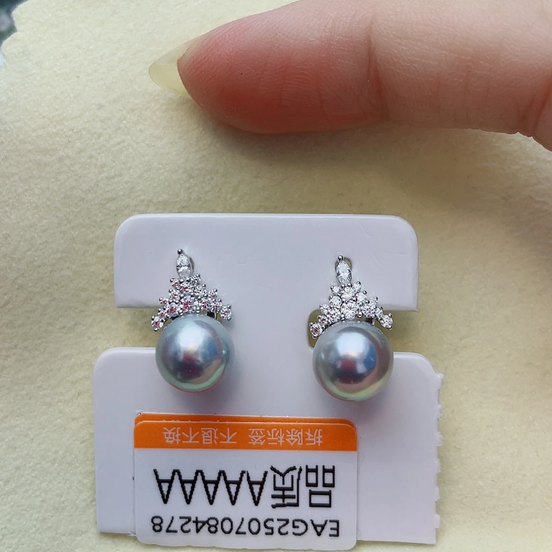 海水珍珠银S925镶嵌耳饰w34