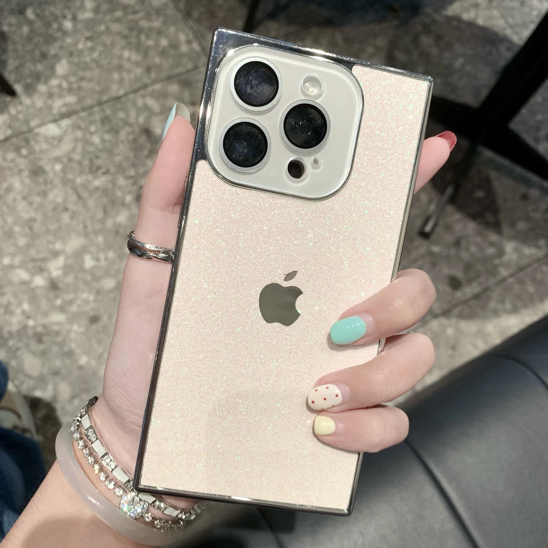 ins网红闪粉方形适用于iPhone16手机壳14苹果15新款个性13时尚女