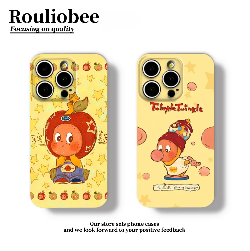 卡通吐泡泡星星人适用苹果15/16手机壳华为p70oppo小米14vivo套11