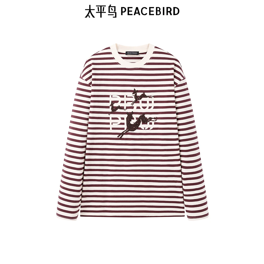 【赵老板专属】太平鸟冬季新款条纹长袖T恤横条显瘦A1CPE4549