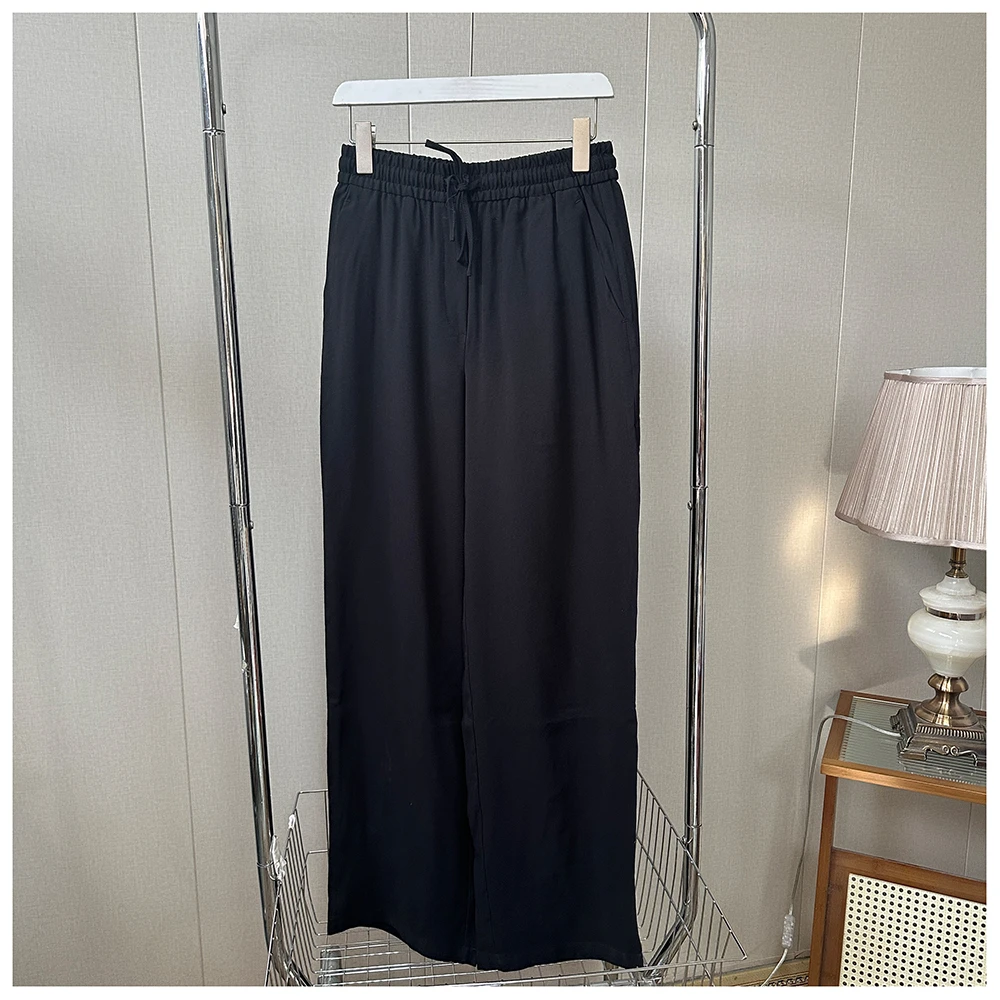 1K001春季新款宽松松紧腰女士休闲阔腿长裤