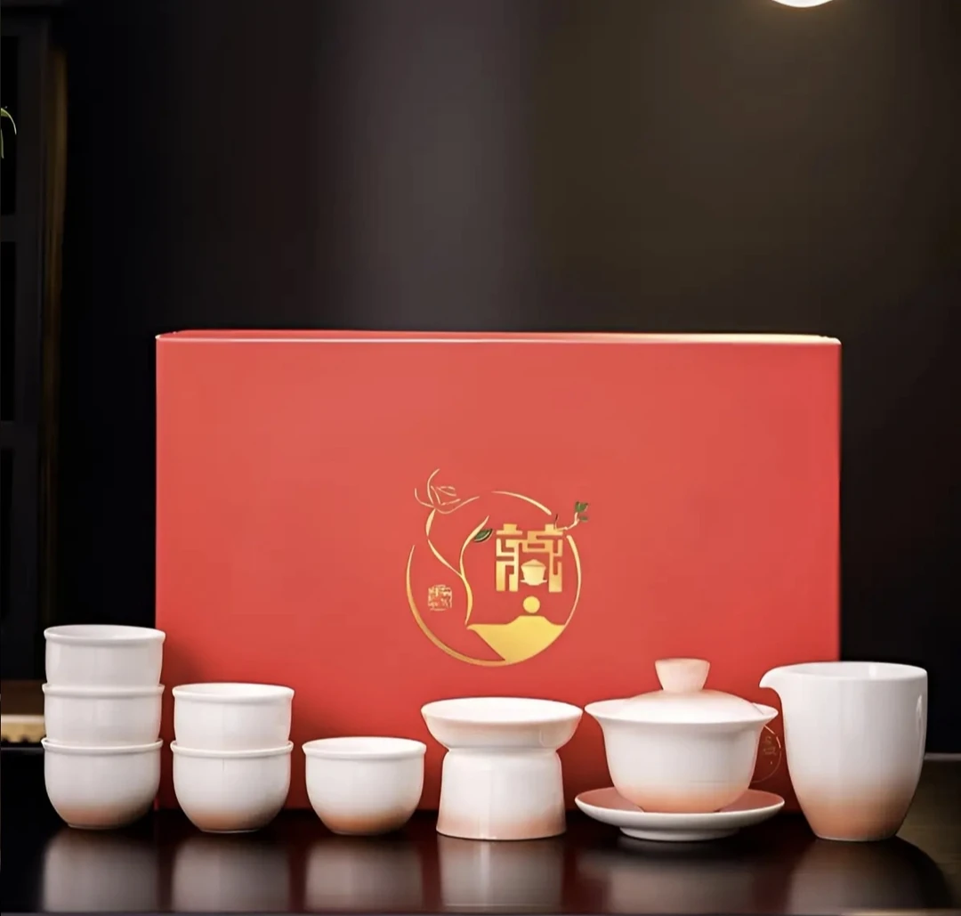 A-127(礼盒装)粉白渐变色手工茶具家用高档瓷盖碗中式创意礼盒装