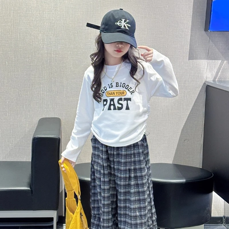 女童长袖T恤2025春装新款儿童洋气韩系短款上衣女大童修身打底衫