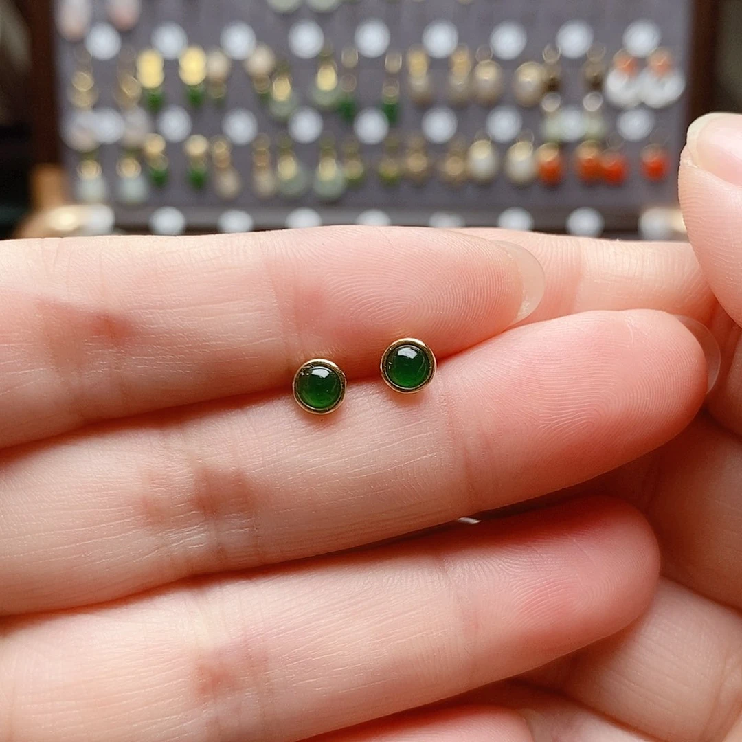 银S925镶嵌和田玉耳饰