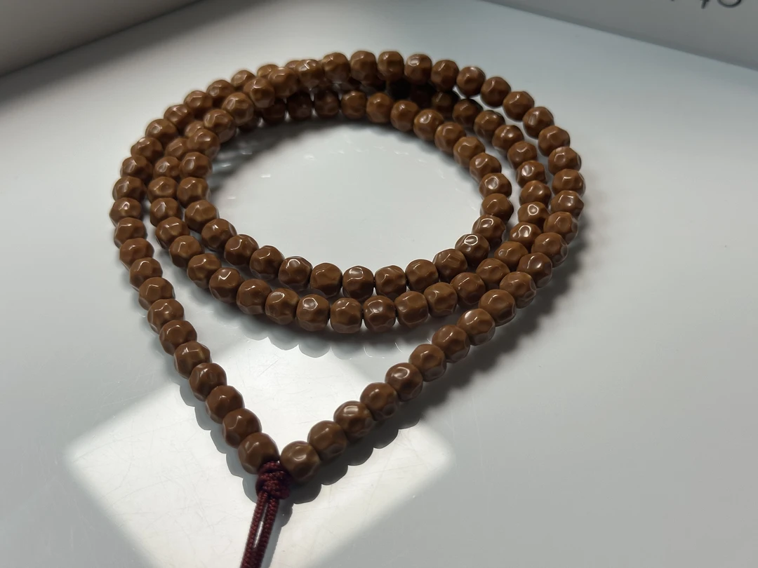 【云帆出品】橄榄核核尖无相108颗颗手工制作6.1尺寸