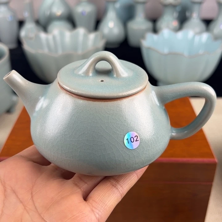 睡***哈瓷杯子仿古釉石瓢壶微瑕编号102带盒