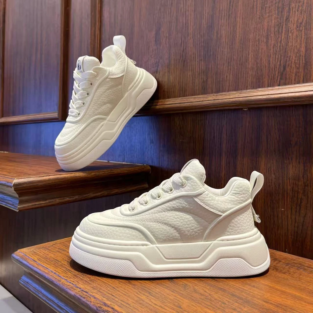 男鞋2025厚底时尚纯色秋季皮面百搭休闲鞋潮流增高系带男生潮鞋子