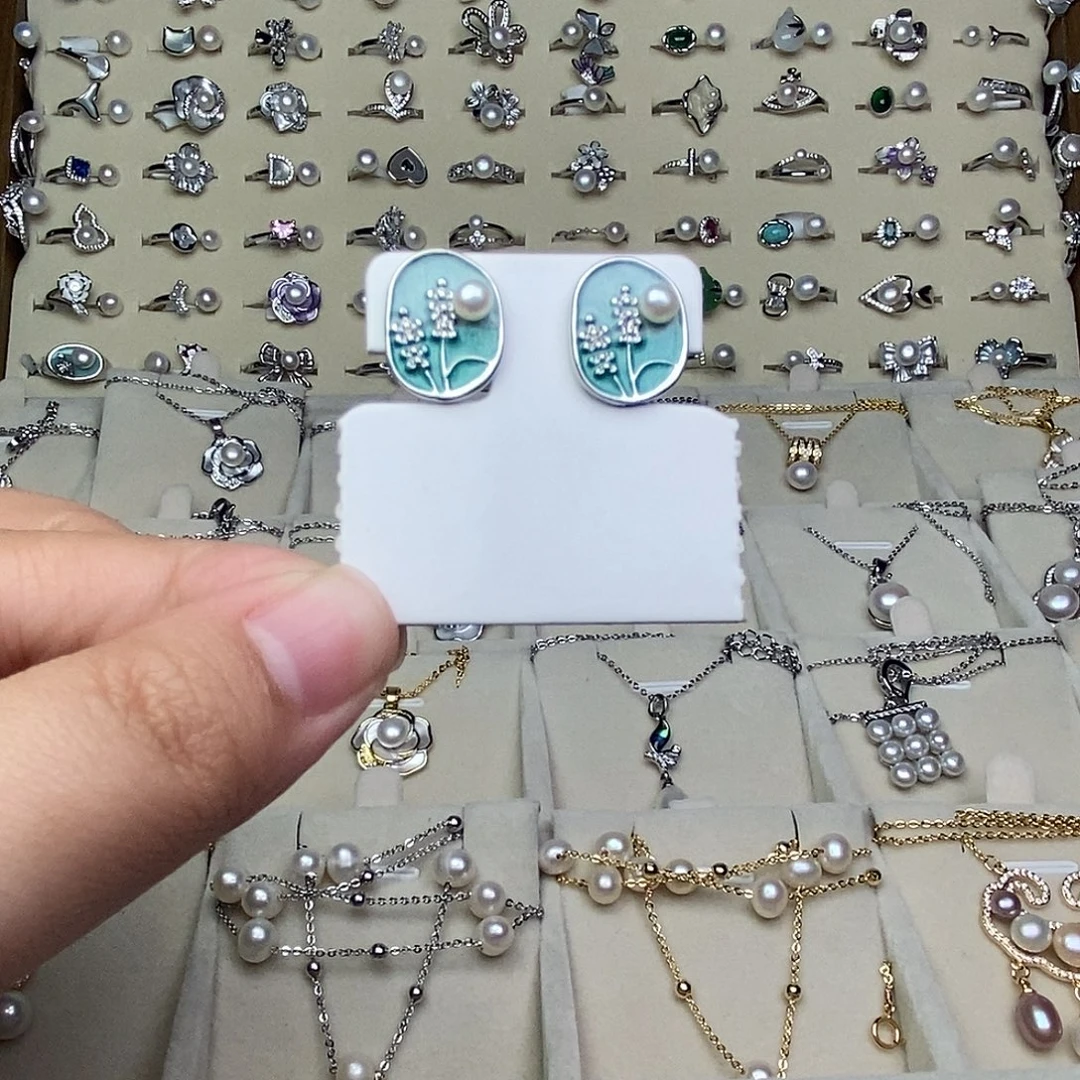 耳饰银S925镶嵌淡水珍珠