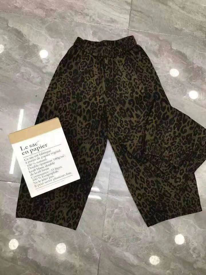 秋冬豹纹高腰水洗弯刀裤九分裤微弹秋季做旧大码牛仔裤6016