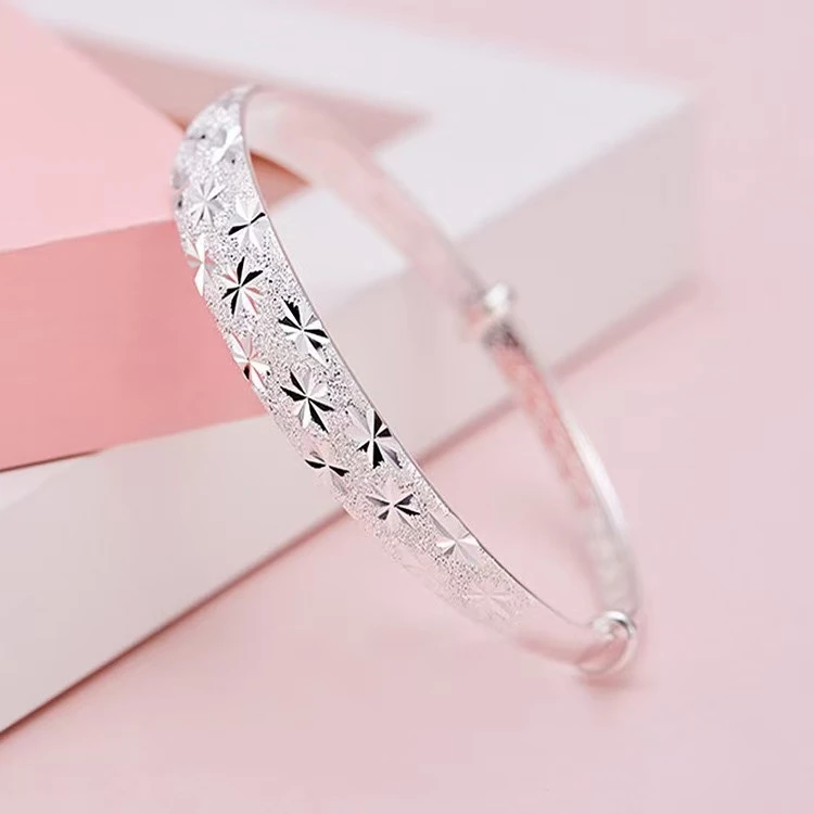 足银手镯 精品漫天星辰银手镯可调节（无礼盒）CL015