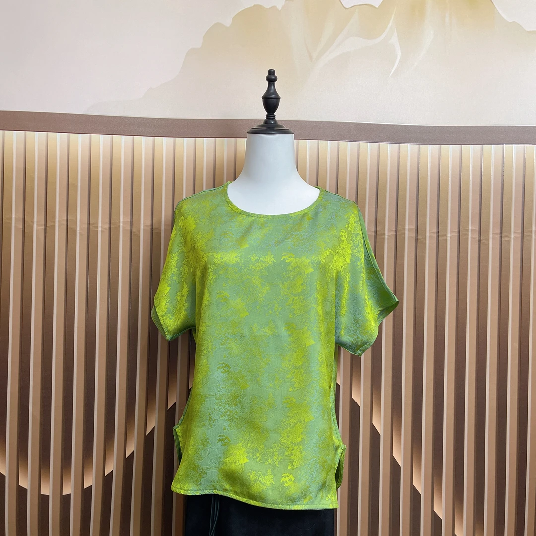 053[阿杰专属】新款轻奢减龄气质满印提花短袖夏季百搭休闲重工