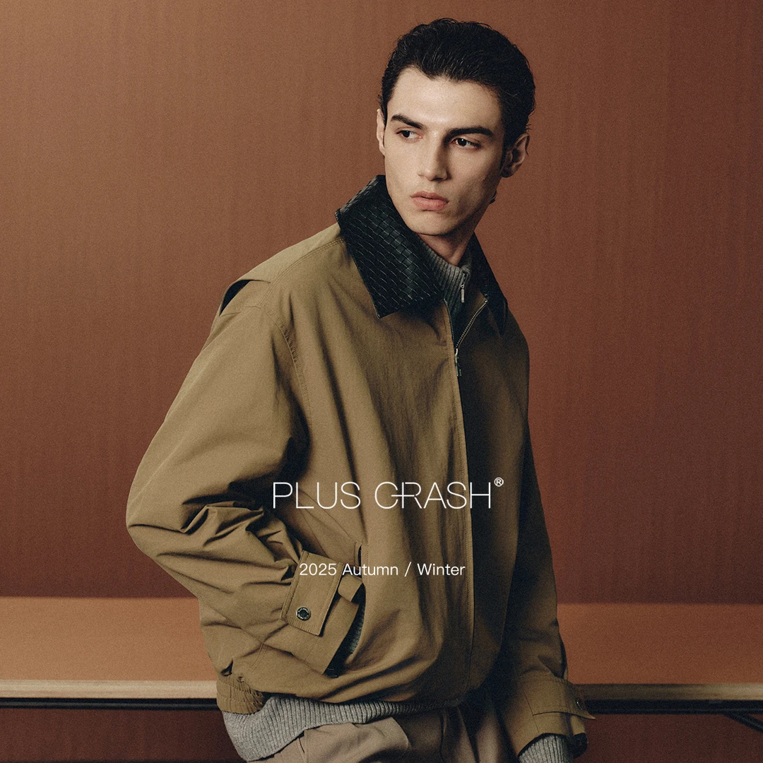 PLUS CRASH2025秋冬新款巴恩风哈灵顿翻领pu拼接男女百搭夹克外套