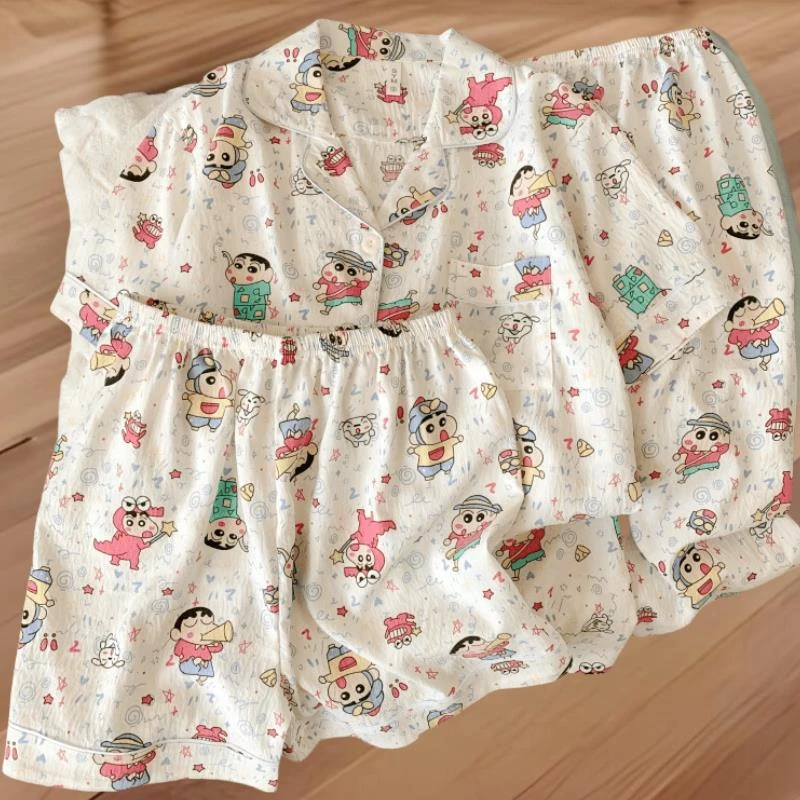 新款三件套云朵棉睡衣女夏季爆款波点甜美元气凉感开衫套装家居服