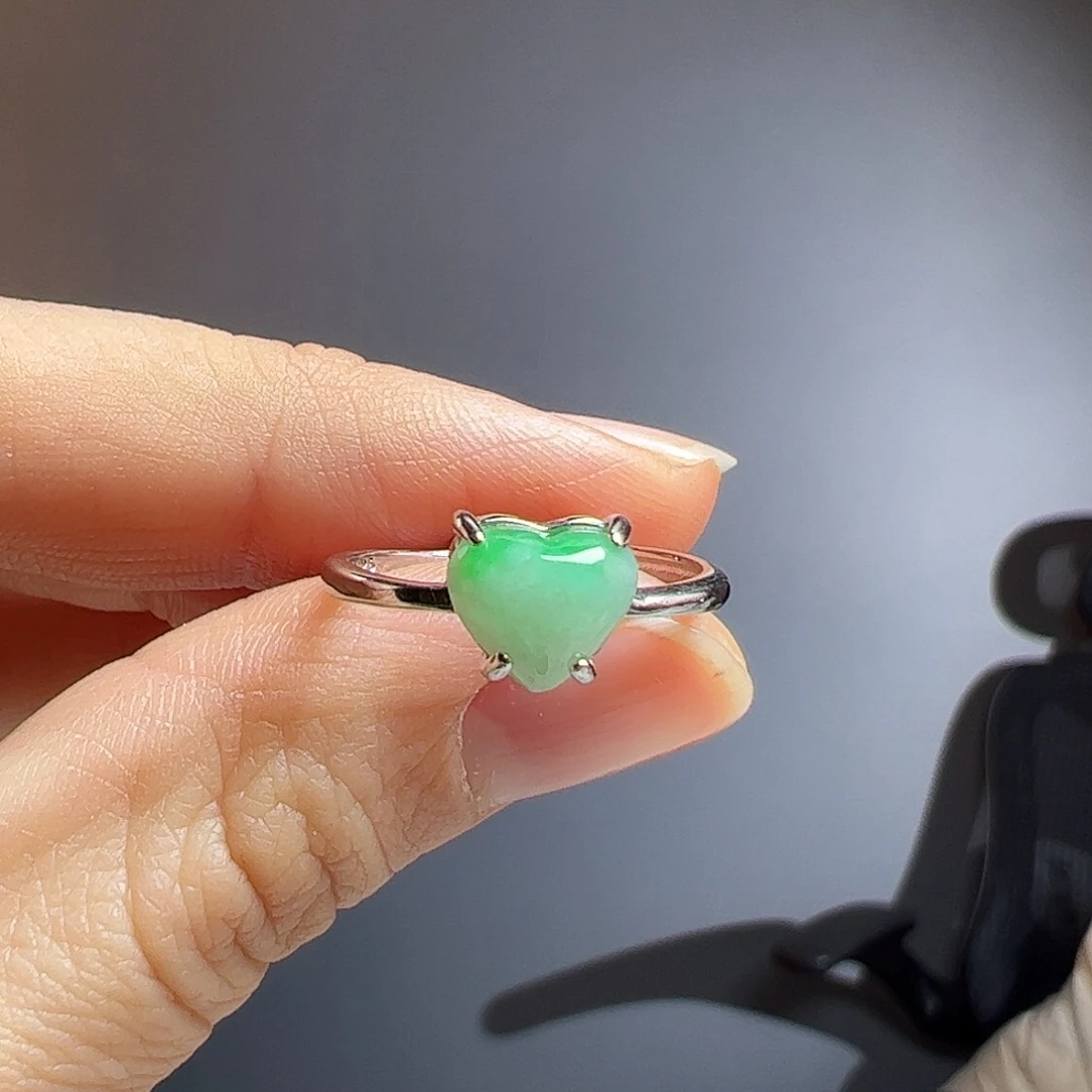 翡翠银S925镶嵌耳饰天然翡翠戒指