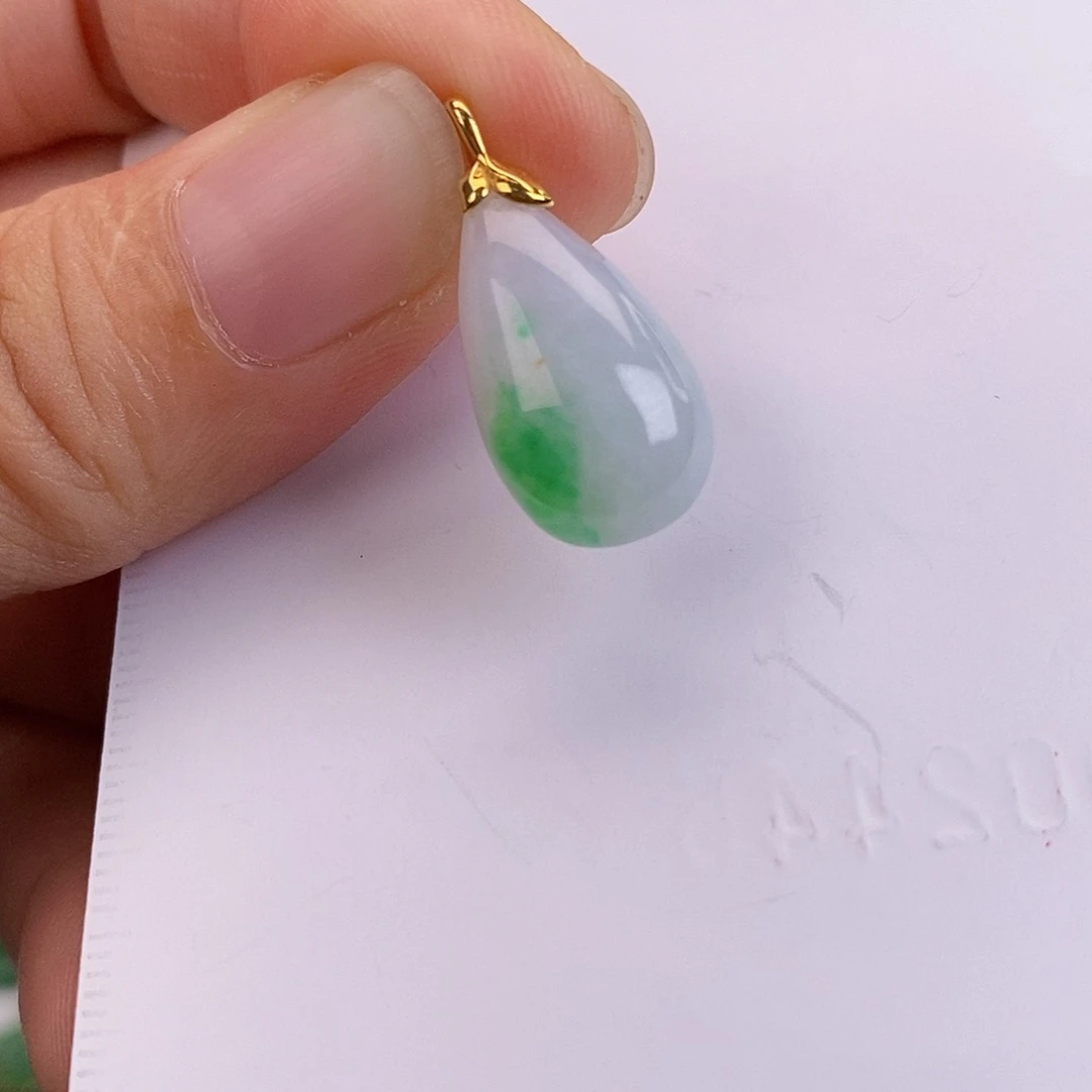 吊坠(不含链)18K金镶嵌翡翠