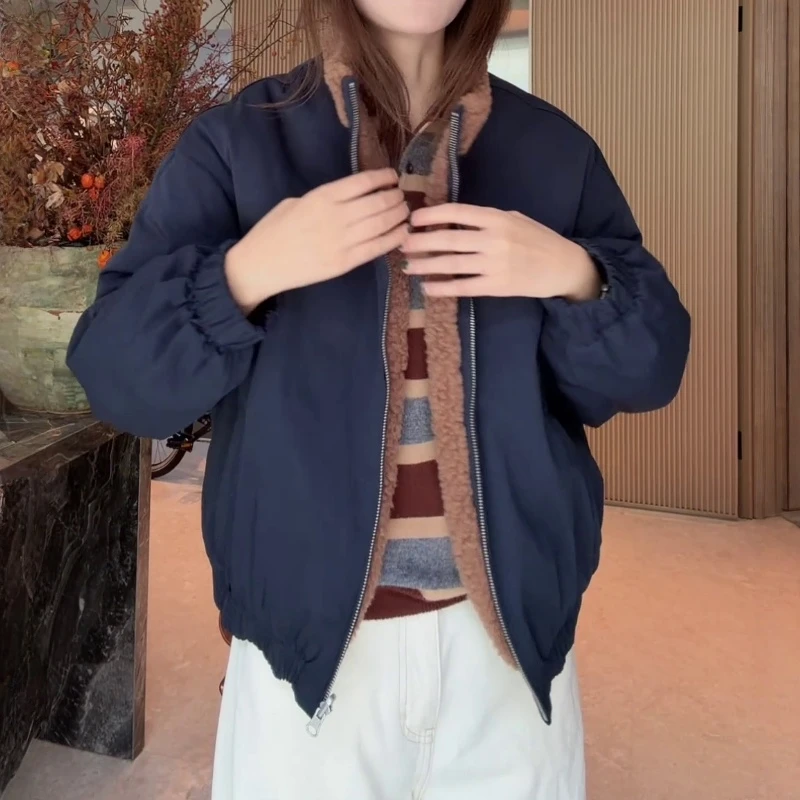 美式复古休闲立领棉服女2025秋冬新款高级感通勤百搭显瘦保暖外套