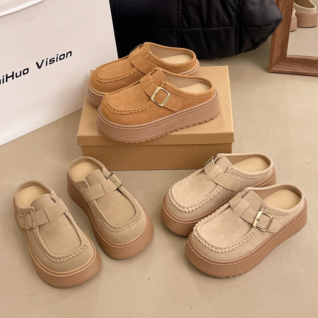 厚底勃肯鞋女外穿2025新款夏季配裙子百搭包头半拖鞋一脚蹬懒人鞋