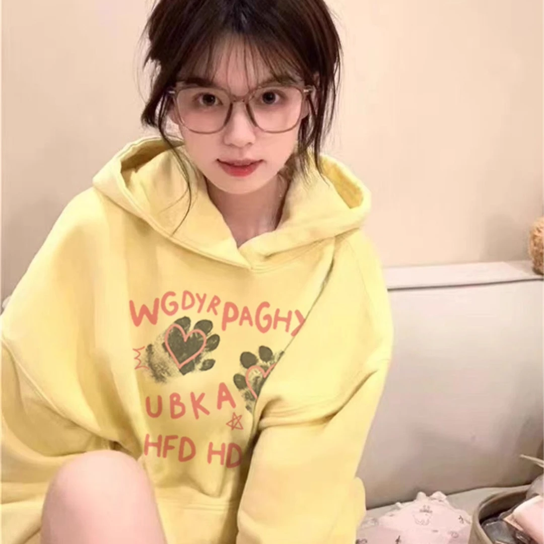 秋冬连帽卫衣女2025新款爆款加绒加厚慵懒风小个子美式复古宽松潮