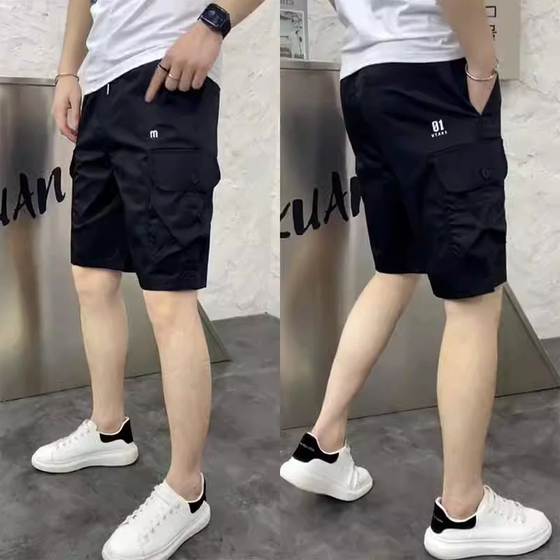 工装短裤潮流夏季薄款多口袋速干中裤修身休闲工装五分短裤男男DS