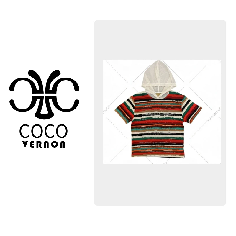 【VERNON COCO】Y30春夏上新满钻条纹休闲短袖T恤VN979